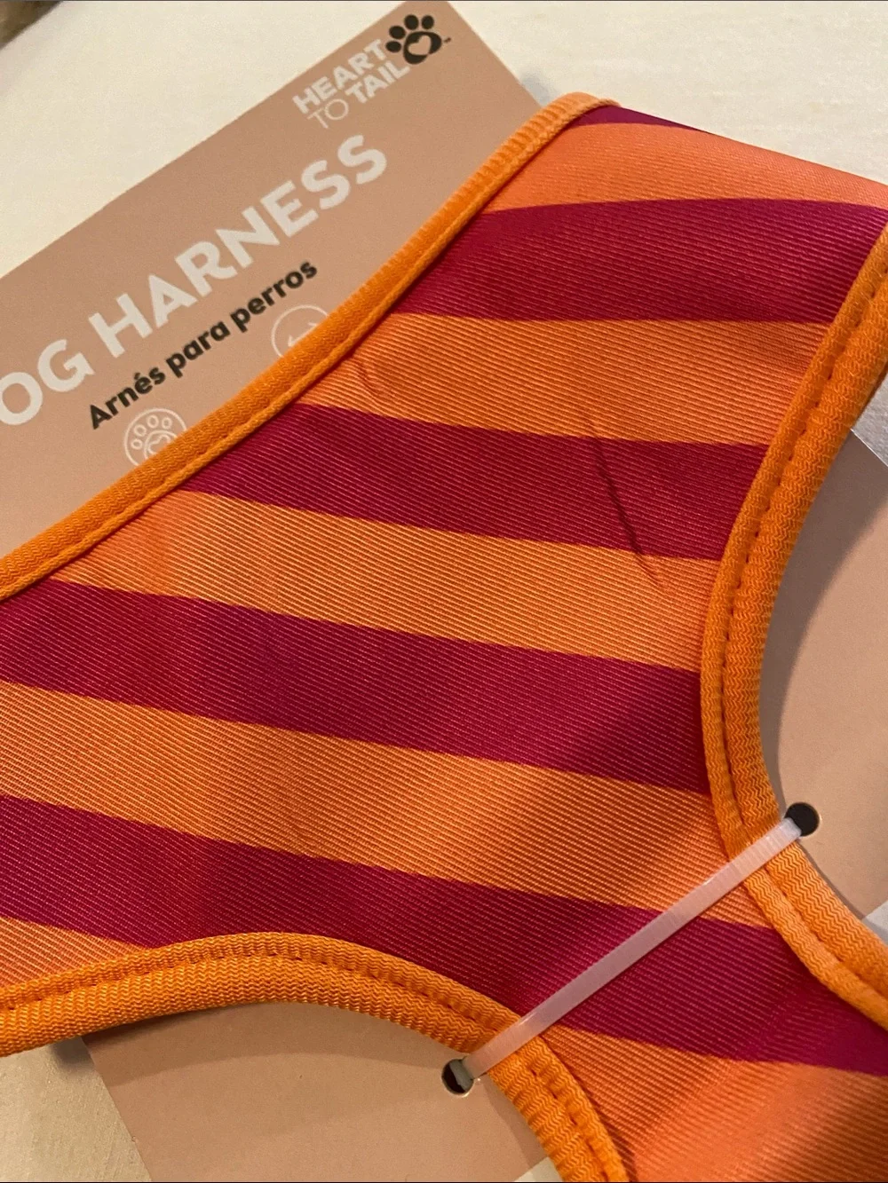 Heart to Tail Orange & Pink Striped Dog Harness - Medium